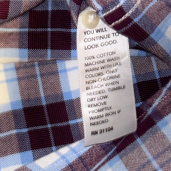Saddlebred soft comfortable 100% cotton casual plaid button down long sleeve - Picture 4 of 5